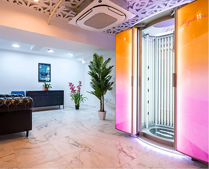 სოლარიუმის 50 წუთიანი აბონემენტი Ergoline - ის ვერტიკალურ აპარატზე