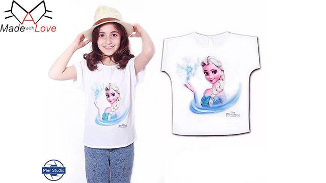 2 ლარად, 34%-იანი ფასდაკლების Swooper Code-ი თეთრი შიფონის მაისურზე პოპულარული მულტფილმების გმირებით გოგონებისთვის Made with Love-ისგან image 1