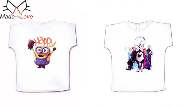 2 ლარად, 34%-იანი ფასდაკლების Swooper Code-ი თეთრი შიფონის მაისურზე პოპულარული მულტფილმების გმირებით გოგონებისთვის Made with Love-ისგან image 0